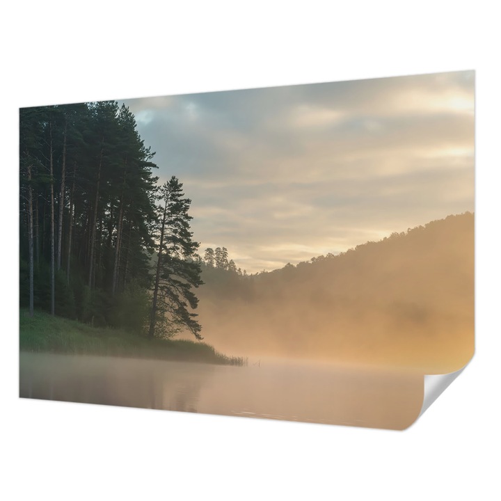 Öntapadós Dekor Tapéta, Wallfluent, Ködös reggel, Zöld, 152 x 104 cm, Könnyen Tisztítható, Nedvességálló, 010170060180000284932