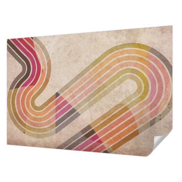 Öntapadós Dekor Tapéta, Wallfluent, Geometriai vonalak, Bézs, 152 x 104 cm, Dekoráció, Falra, 010170060180000284935