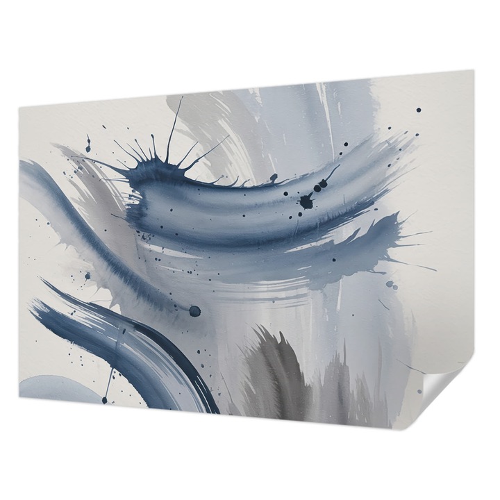 Öntapadós Tapéta Falra, Wallfluent, Művészi ecsetvonások, Kék, 152 x 104 cm, Fali Dekoráció, Nedvesség- És Foltálló, 010170060180000284888