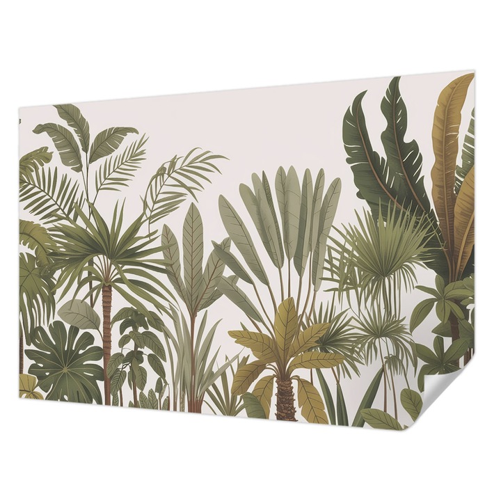 Öntapadós Dekor Tapéta, Wallfluent, Egzotikus levelek, Zöld, 152 x 104 cm, Modern Dizájn, Könnyen Felszerelhető És Tisztítható, 010170060180000284964