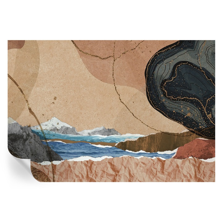 Öntapadós Tapéta Fali Dekoráció, Tulup, Absztrakt tájkép, Barna, 152 x 104 cm, Dekor, Könnyen Tisztítható, 010170060180000285127