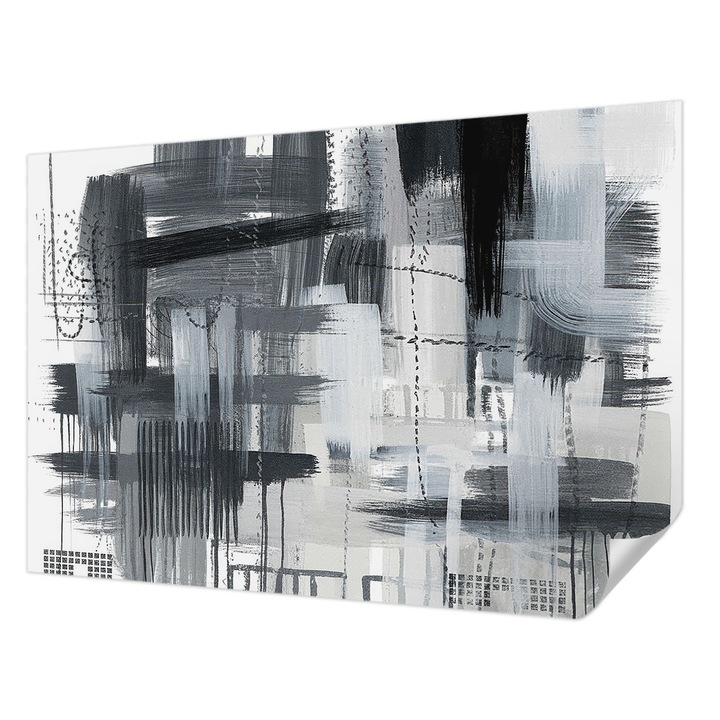 Öntapadós Dekor Tapéta, Wallfluent, Modern művészet, Fekete, 152 x 104 cm, Klasszikus, Könnyen Felszerelhető, 010170060180000285030