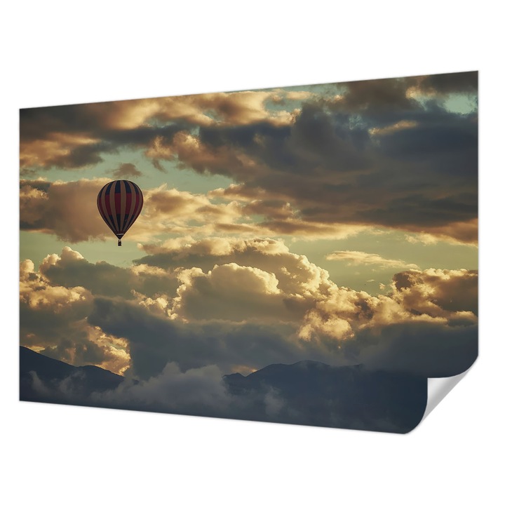 Öntapadós Tapéta Fali Dekoráció, Wallfluent, Léggömb a felhőkben, Szürke, 152 x 104 cm, Modern Dizájn, Nedvesség- És Foltálló, 010170060180000285072