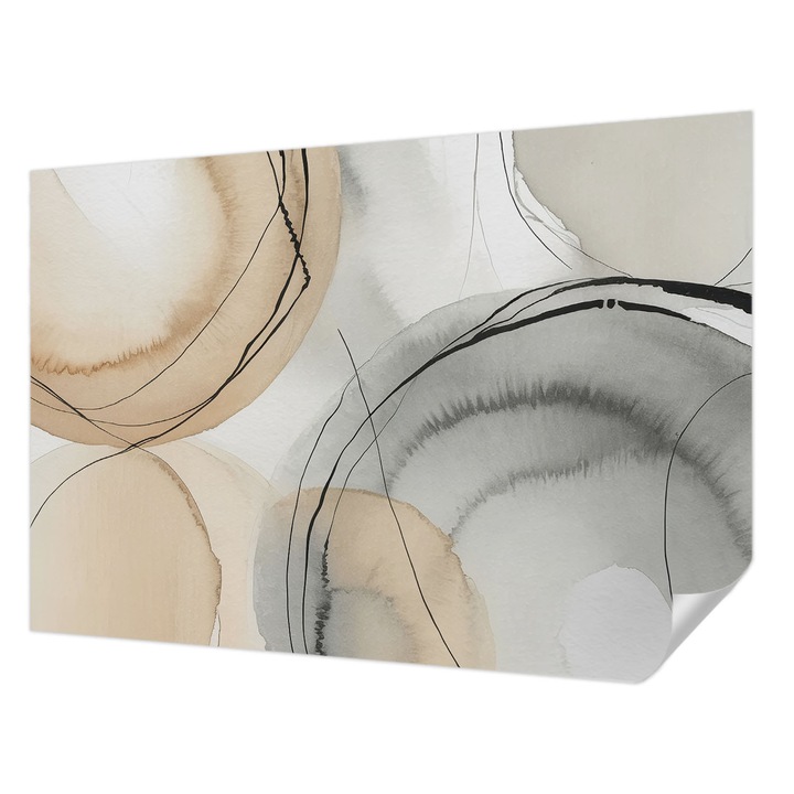 Öntapadós Dekor Tapéta, Wallfluent, Geometriai harmónia, Fekete, 152 x 104 cm, Klasszikus, Könnyen Felszerelhető, 010170060180000285101