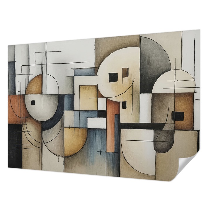 Öntapadós Tapéta Fali Dekoráció, Wallfluent, Geometriai harmónia, Szürke, 152 x 104 cm, Előszobába, Hálószobába, 010170060180000285110