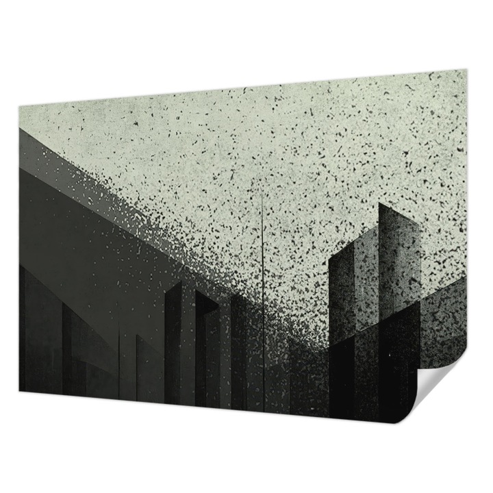 Fali Fotótapéta Autocolant, Wallfluent, Geometria orasului, Negru, 152 x 104 cm, Pentru Sufragerie, Dormitor, 010170060180000285119