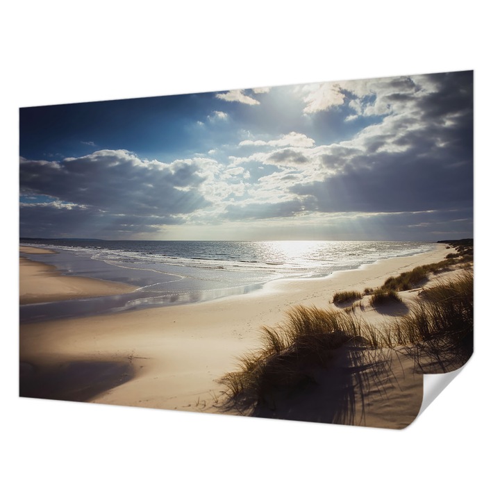 Öntapadós Tapéta Fali Dekoráció, Wallfluent, Sugárzó part, Kék, 152 x 104 cm, Klasszikus, Könnyen Felszerelhető, 010170060180000285107