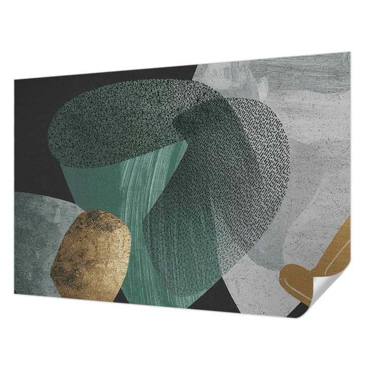 Öntapadós Dekor Tapéta, Wallfluent, Absztrakt geometria, Zöld, 152 x 104 cm, Dekoráció, Falra, 010170060180000285136