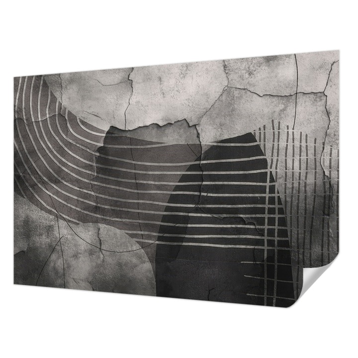 Öntapadós Tapéta Fali Dekoráció, Wallfluent, Absztrakt vonalak, Szürke, 152 x 104 cm, Modern Dizájn, Könnyen Felszerelhető És Tisztítható, 010170060180000285141