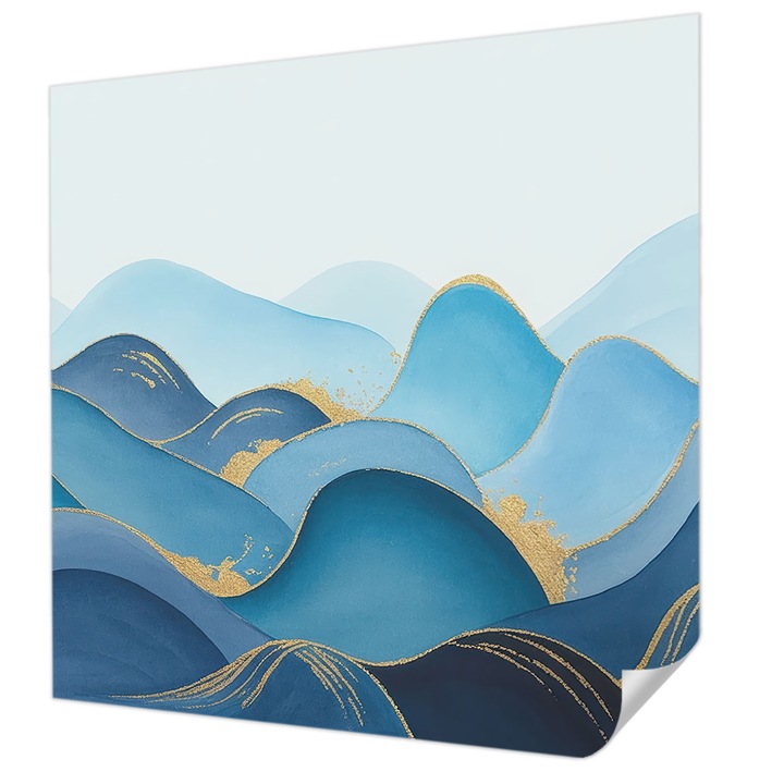 Öntapadós Tapéta Fali Dekoráció, Wallfluent, Gördülő táj, Kék, 250 x 250 cm, Modern Dizájn, Nedvesség- És Foltálló, 010170060030000285004