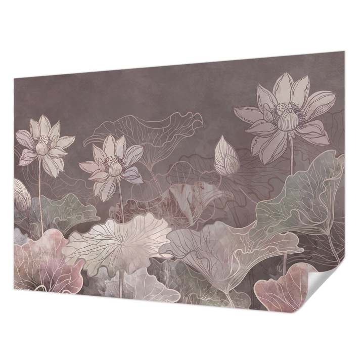 Öntapadós Tapéta Fali Dekoráció, Wallfluent, Békés botanika, Barna, 152 x 104 cm, Klasszikus, Könnyen Felszerelhető, 010170060180000285208