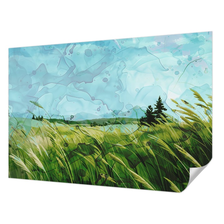 Öntapadós Fotótapéta Falra, Wallfluent, Zöld tájak, Zöld, 152 x 104 cm, Erős Ragasztó, Modern Belsőépítészeti Dekoráció, 010170060180000285190