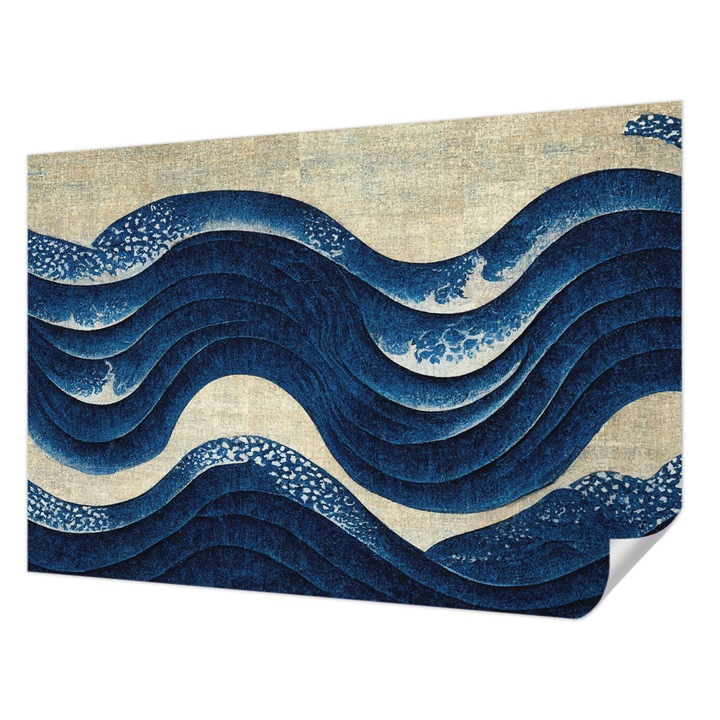 Öntapadós Dekor Tapéta, Wallfluent, Óceáni formák, Tengerészkék, 152 x 104 cm, Könnyen Tisztítható, Nedvességálló, 010170060180000285228