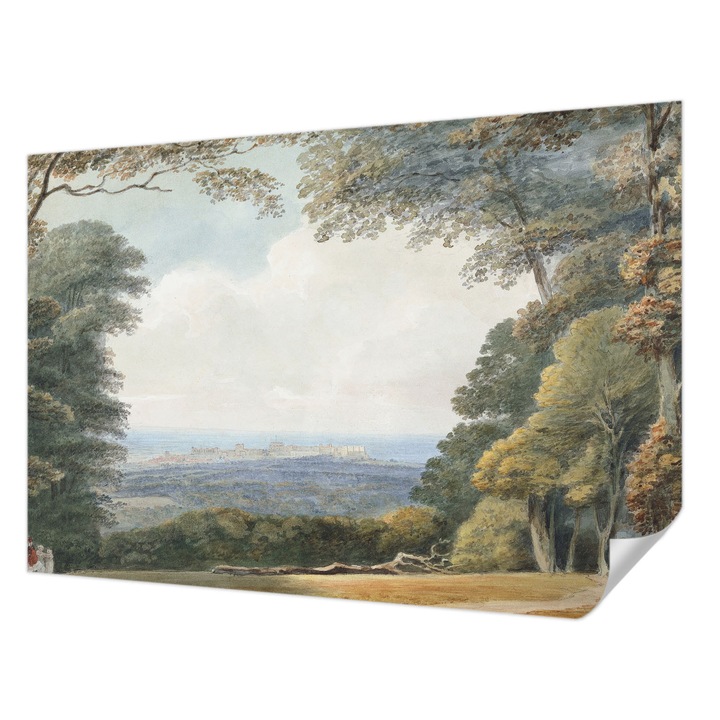 Öntapadós Tapéta Falra, Wallfluent, Erdős táj, Zöld, 152 x 104 cm, Fali Dekoráció, Nedvesség- És Foltálló, 010170060180000285212