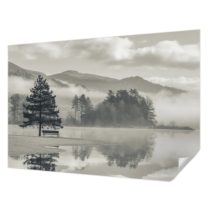 Öntapadós Tapéta Falra, Wallfluent, Romantikus táj, Szürke, 152 x 104 cm, Előszobába, Hálószobába, 010170060180000284921