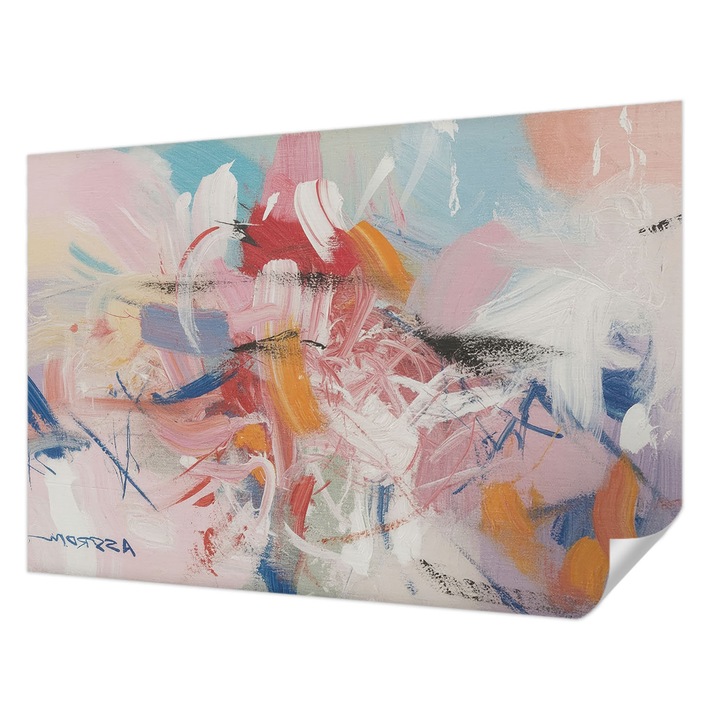 Öntapadós Tapéta Fali Dekoráció, Wallfluent, Harmonikus absztrakció, Rózsaszín, 152 x 104 cm, Erős Ragasztó, Modern Belsőépítészeti Dekoráció, 010170060180000284904