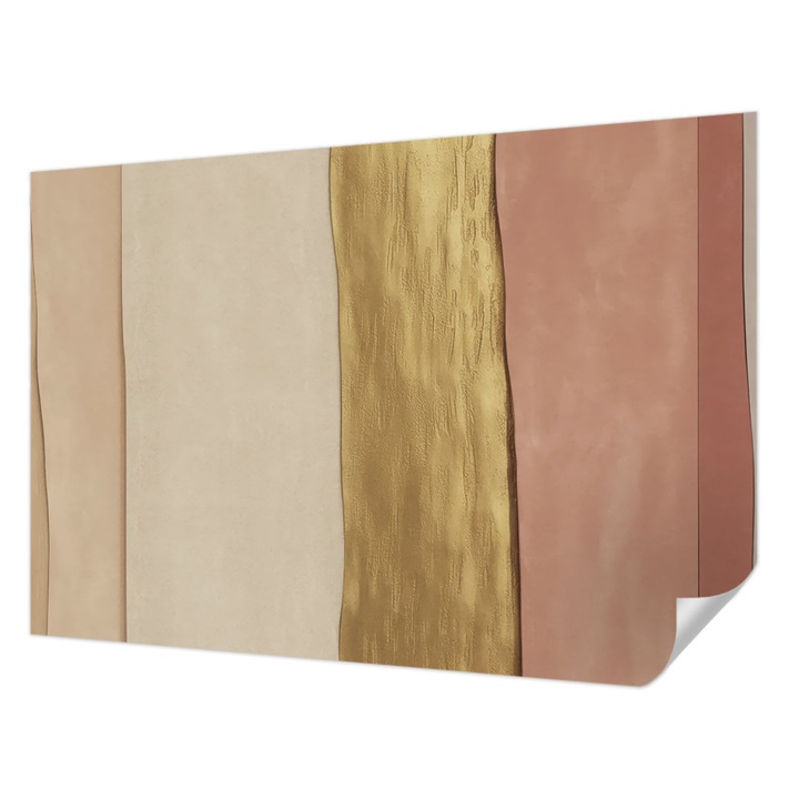 Öntapadós Tapéta Fali Dekoráció, Wallfluent, Hullámos csíkok, Bézs, 152 x 104 cm, Modern Dizájn, Könnyen Felszerelhető És Tisztítható, 010170060180000284911