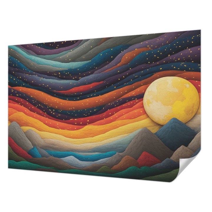 Öntapadós Dekor Tapéta, Wallfluent, Színes hegyek, Narancssárga, 152 x 104 cm, Könnyen Tisztítható, Nedvességálló, 010170060180000284706