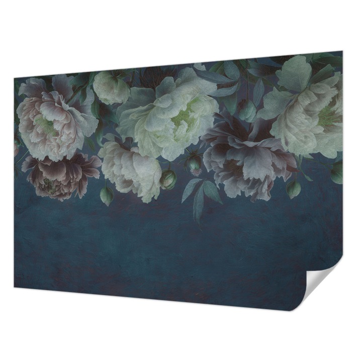 Öntapadós Dekor Tapéta, Wallfluent, Virágos elegancia, Tengerészkék, 152 x 104 cm, Modern Dizájn, Könnyen Felszerelhető És Tisztítható, 010170060180000285315