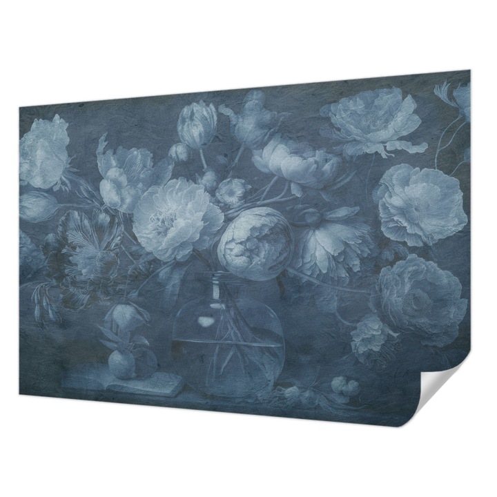 Öntapadós Tapéta Falra, Wallfluent, Virágkötészet, Kék, 152 x 104 cm, Erős Ragasztó, Modern Belsőépítészeti Dekoráció, 010170060180000285331