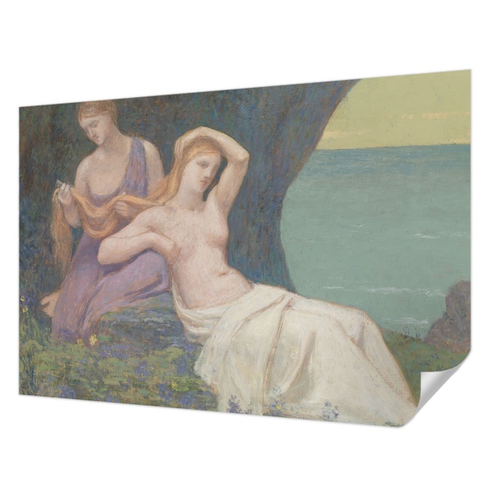 Öntapadós Tapéta Fali Dekoráció, Wallfluent, Tengerparti jelenet, Rózsaszín, 152 x 104 cm, Nappaliba, Konyhába, 010170060180000285361