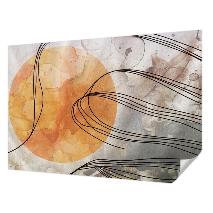 Öntapadós Dekor Tapéta, Wallfluent, Harmonikus absztrakció, Narancssárga, 152 x 104 cm, Nappaliba, Konyhába, 010170060180000285114