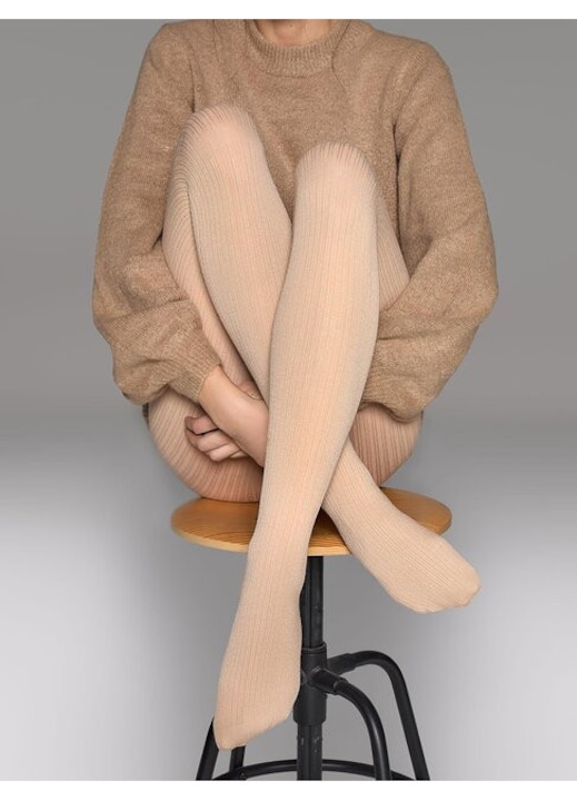 Ciorapi cu model raiat Marilyn Cashmere D09 80 den, Bej nisip