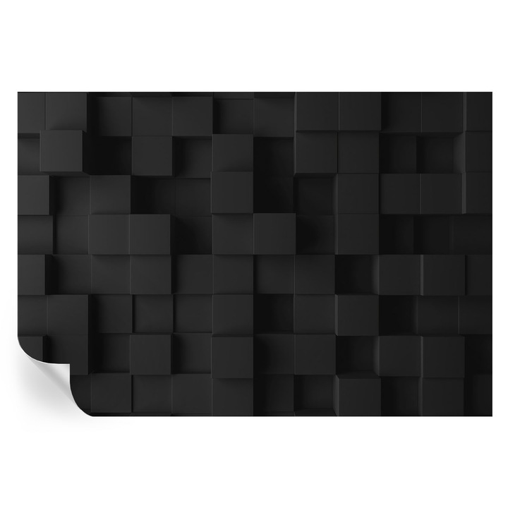 Fali Fotótapéta Autocolant, Tulup, Cuburi tridimensionale, Negru, 152 x 104 cm, Decorativ, Pentru Interior, 010170060180000285239