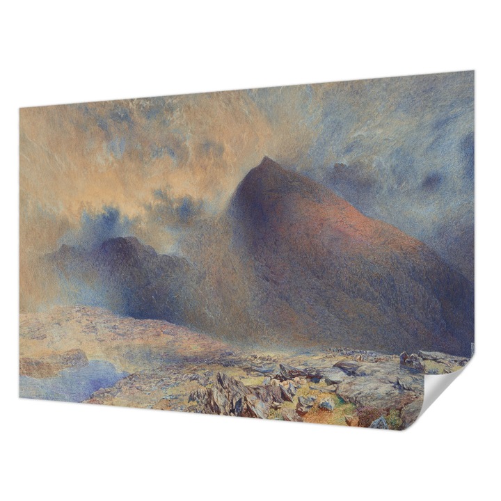 Öntapadós Dekor Tapéta, Wallfluent, Hegyi táj, Fekete, 152 x 104 cm, Dekoráció, Falra, 010170060180000285505