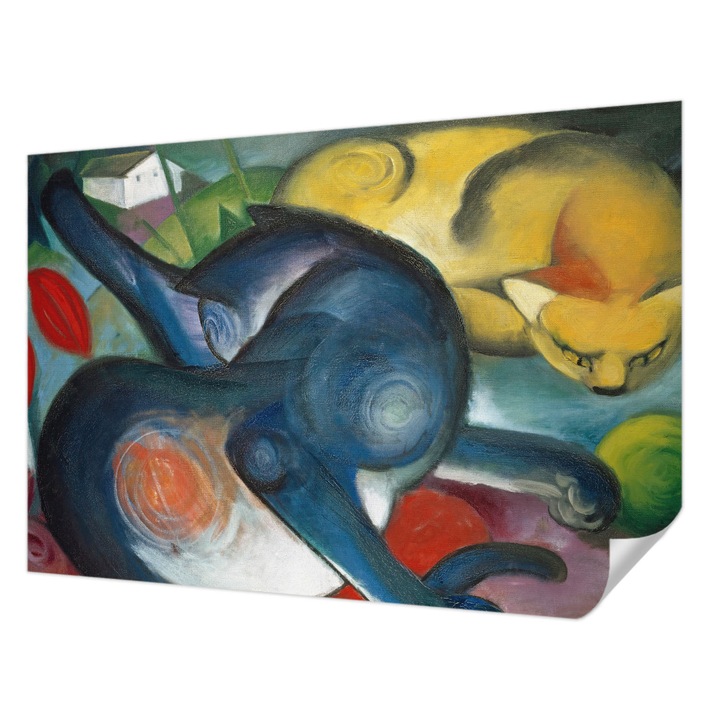 Öntapadós Tapéta Fali Dekoráció, Wallfluent, Macskaművészet, Kék, 152 x 104 cm, Modern Dizájn, Nedvesség- És Foltálló, 010170060180000285571