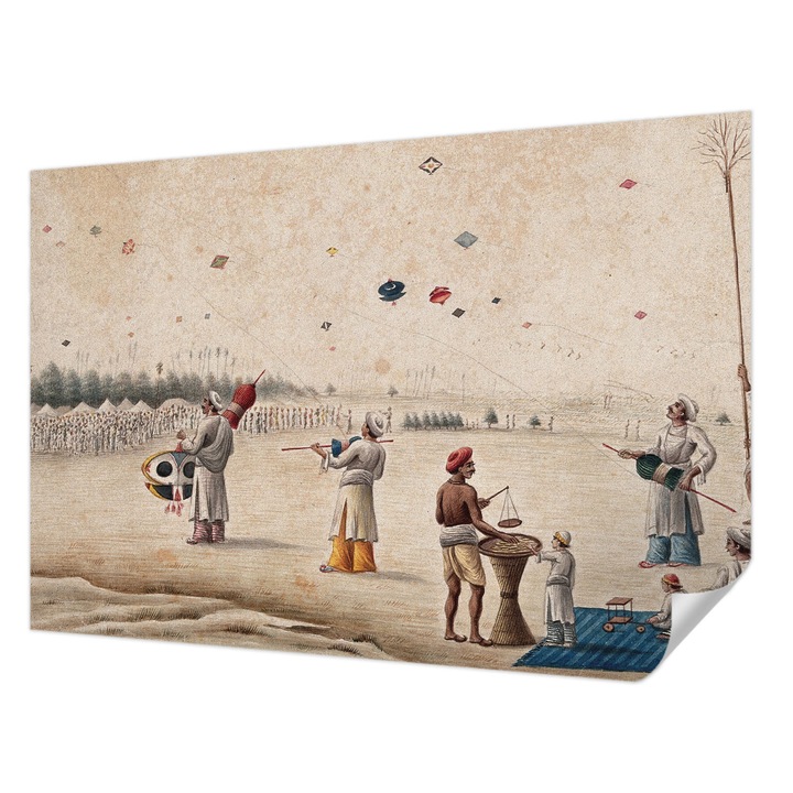 Öntapadós Fotótapéta Falra, Wallfluent, Szárnyaló sárkányok, Bézs, 152 x 104 cm, Előszobába, Hálószobába, 010170060180000285664