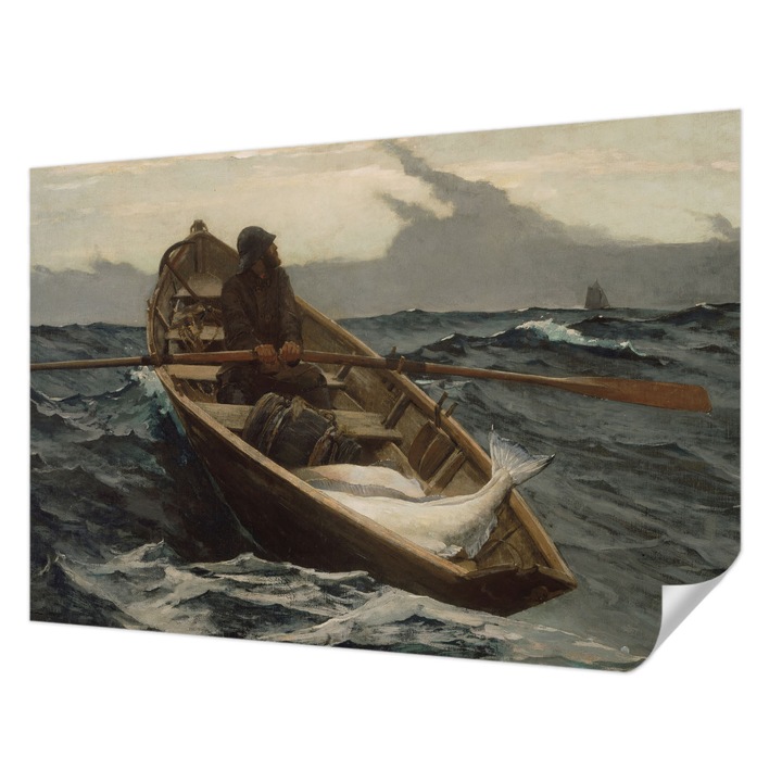 Öntapadós Dekor Tapéta, Wallfluent, Halász a tengeren, Szürke, 152 x 104 cm, Előszobába, Hálószobába, 010170060180000285640