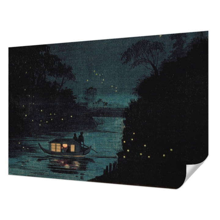 Tapet Textil Autocolant, Wallfluent, Lumini de seara, Bleumarin, 152 x 104 cm, Detasabil, Lavabil, 010170060180000285663