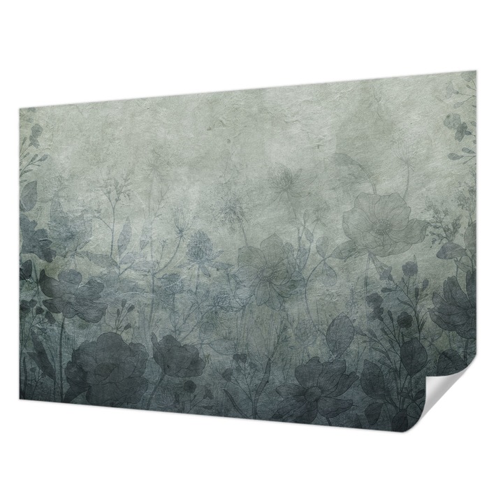 Öntapadós Dekor Tapéta, Wallfluent, Növényi elegancia, Szürke, 152 x 104 cm, Erős Ragasztó, Modern Belsőépítészeti Dekoráció, 010170060180000285667