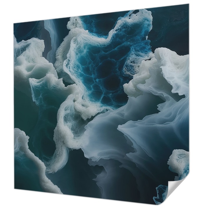 Öntapadós Fotótapéta Falra, Wallfluent, Tengeri hullámok, Kék, 250 x 250 cm, Könnyen Tisztítható, Nedvességálló, 010170060030000285021