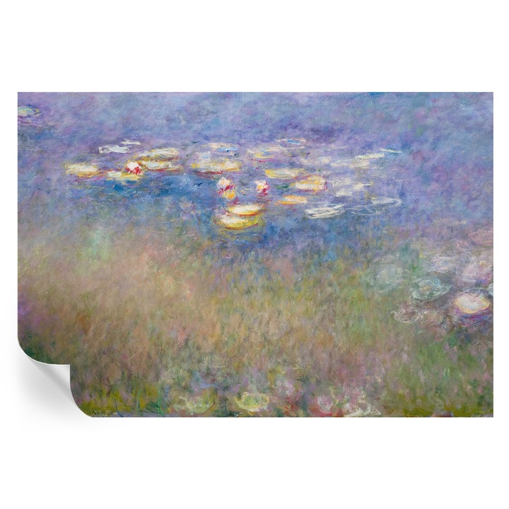 Tapet Textil Autocolant, Tulup, Nuferi, Verde, 152 x 104 cm, Decorativ, Lavabil, 010170060180000285294