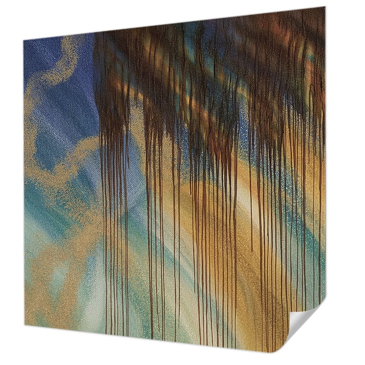 Öntapadós Fotótapéta Falra, Wallfluent, Absztrakt kompozíció, Kék, 250 x 250 cm, Nappaliba, Konyhába, 010170060030000285027