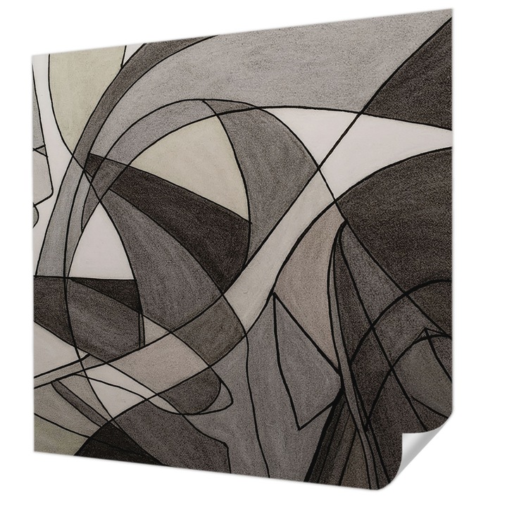 Öntapadós Tapéta Fali Dekoráció, Wallfluent, Geometriai absztrakció, Szürke, 250 x 250 cm, Modern Dizájn, Könnyen Felszerelhető És Tisztítható, 010170060030000285038