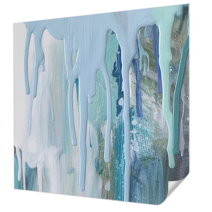 Öntapadós Tapéta Fali Dekoráció, Wallfluent, Kék vízesések, Fehér, 250 x 250 cm, Erős Ragasztó, Modern Belsőépítészeti Dekoráció, 010170060030000285039