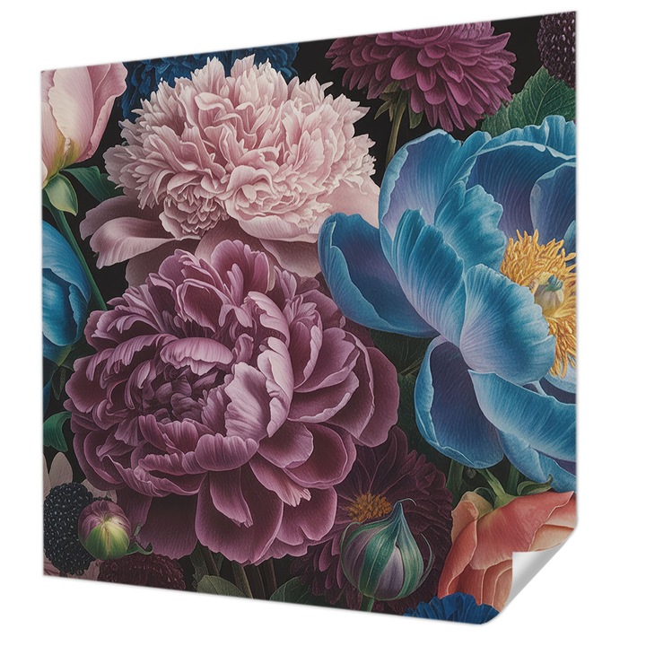 Öntapadós Tapéta Falra, Wallfluent, Színes virágok, Rózsaszín, 250 x 250 cm, Előszobába, Hálószobába, 010170060030000285052