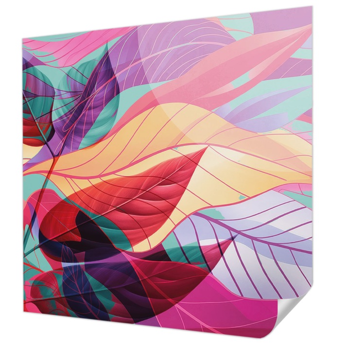 Öntapadós Tapéta Falra, Wallfluent, Absztrakt levelek, Fekete, 250 x 250 cm, Könnyen Tisztítható, Nedvességálló, 010170060030000285044