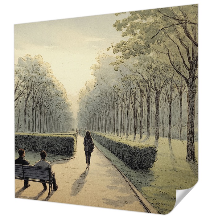 Öntapadós Tapéta Fali Dekoráció, Wallfluent, Park béke, Zöld, 250 x 250 cm, Erős Ragasztó, Modern Belsőépítészeti Dekoráció, 010170060030000285073