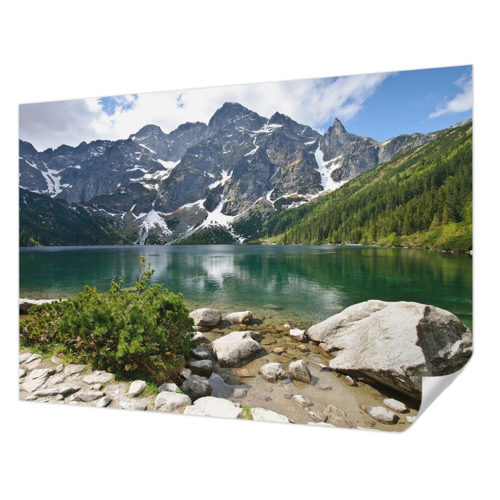 Tapet Autodeziv De Perete, Wallfluent, Lac de munte, Verde, 208 x 146 cm, Pentru Interior, Usor De Curatat, 010170060950000001044