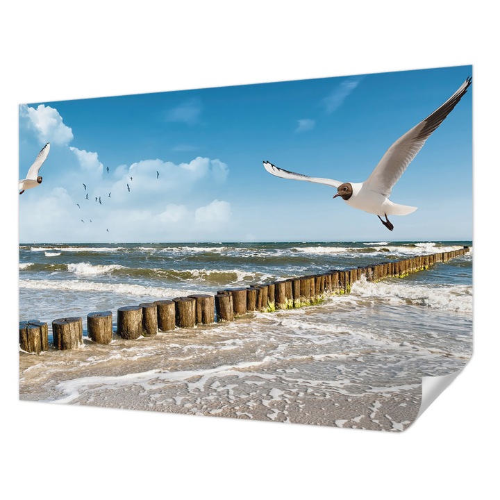 Öntapadós Tapéta Falra, Wallfluent, Tengerparti táj, Kék, 208 x 146 cm, Nappaliba, Konyhába, 010170060950000001025