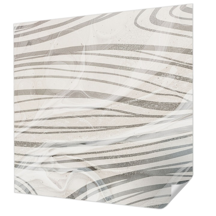 Öntapadós Tapéta Fali Dekoráció, Wallfluent, Hullámos vonalak, Fehér, 250 x 250 cm, Előszobába, Hálószobába, 010170060030000285077