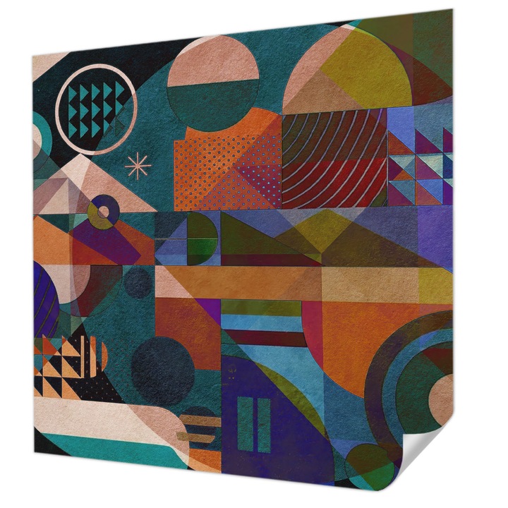 Öntapadós Tapéta Falra, Wallfluent, Geometrikus művészet, Zöld, 250 x 250 cm, Könnyen Tisztítható, Nedvességálló, 010170060030000285078