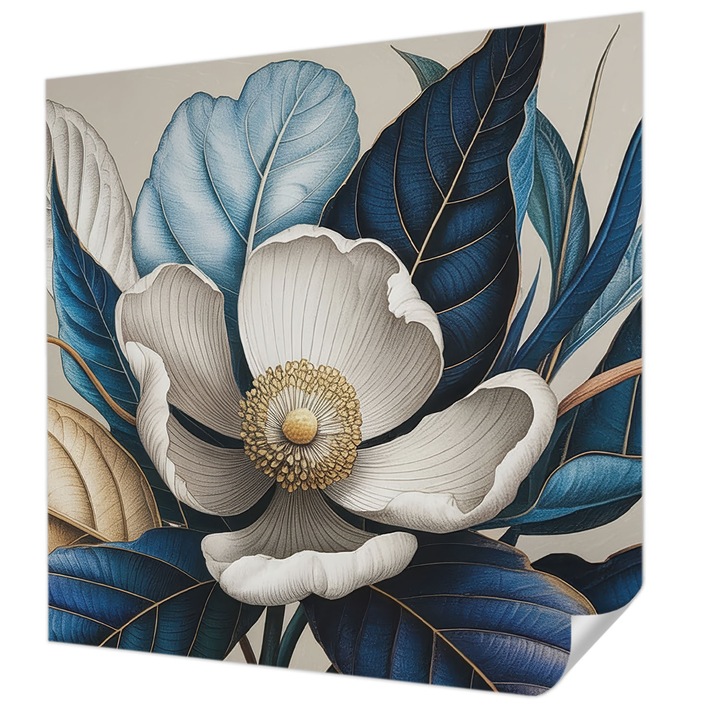 Öntapadós Tapéta Falra, Wallfluent, Elegáns növényvilág, Fehér, 250 x 250 cm, Erős Ragasztó, Modern Belsőépítészeti Dekoráció, 010170060030000285080