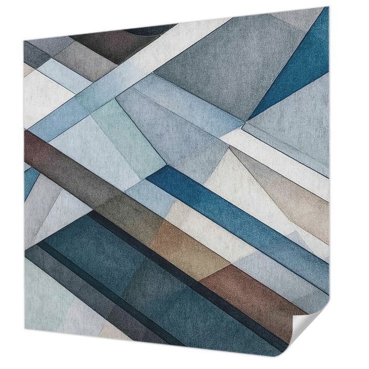 Öntapadós Dekor Tapéta, Wallfluent, Absztrakt geometria, Kék, 250 x 250 cm, Könnyen Tisztítható, Nedvességálló, 010170060030000285095