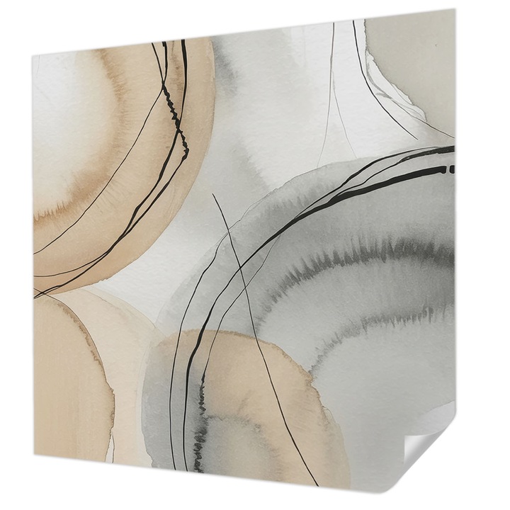 Öntapadós Dekor Tapéta, Wallfluent, Geometriai harmónia, Fekete, 250 x 250 cm, Klasszikus, Könnyen Felszerelhető, 010170060030000285101