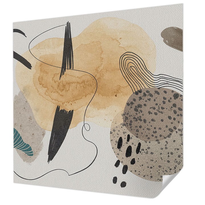 Öntapadós Tapéta Fali Dekoráció, Wallfluent, Absztrakt kompozíció, Bézs, 250 x 250 cm, Dekoráció, Falra, 010170060030000285108